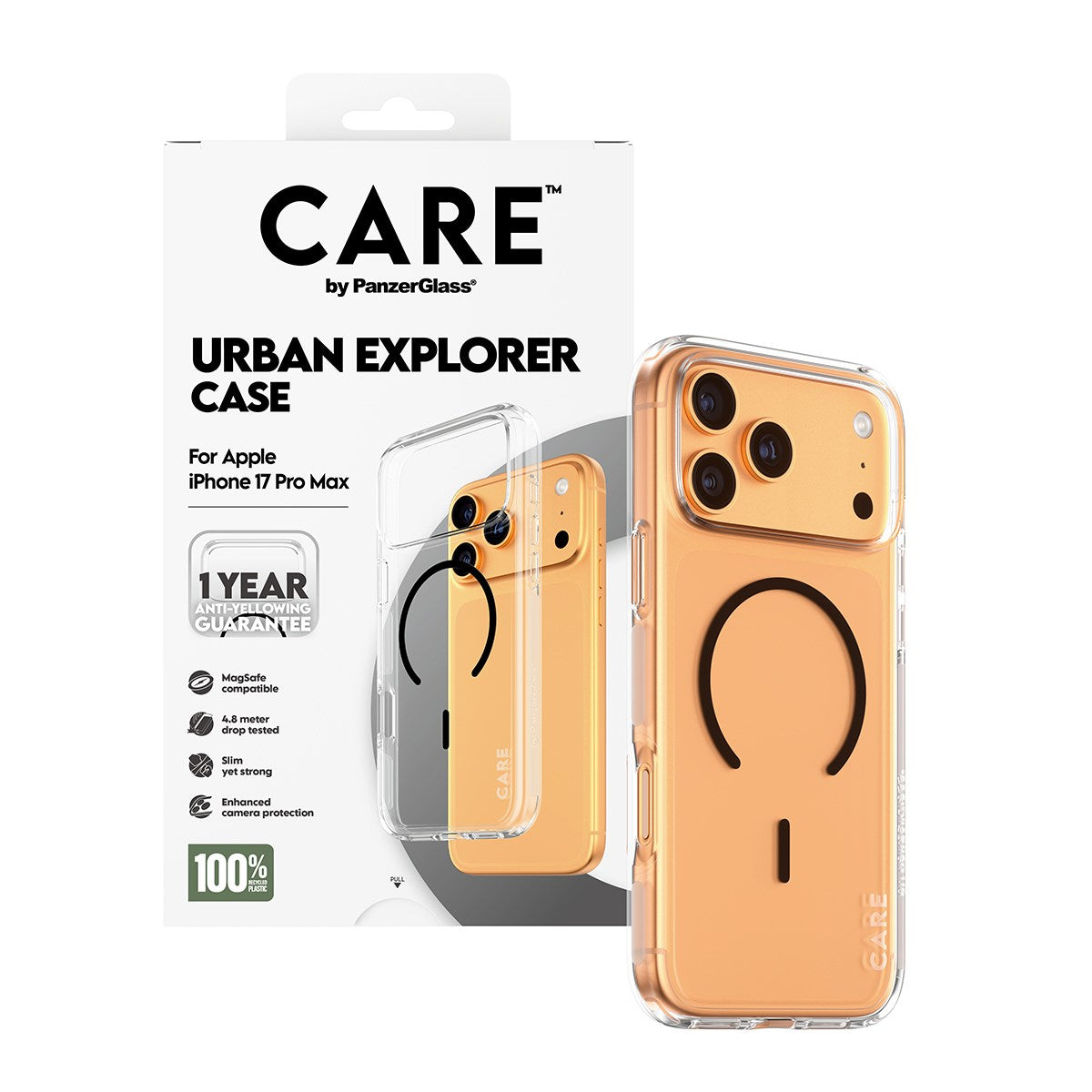 CARE by PanzerGlass® Urban Explorer Case Transparent w. Black MagSafe iPhone 17 Pro Max